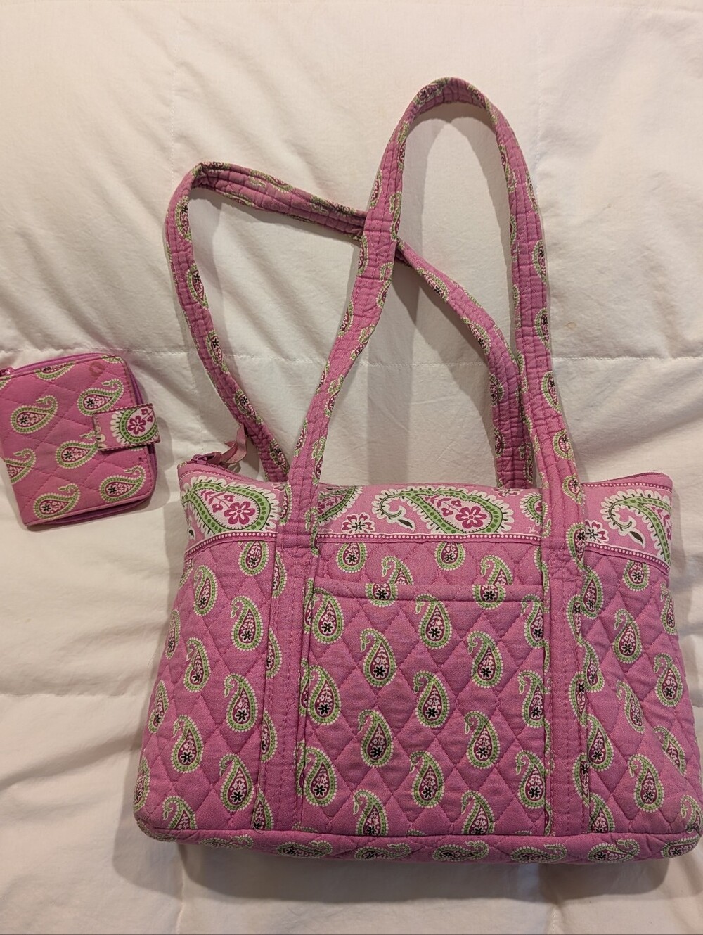 Vintage Vera Bradley Tote & Wallet in the retired Bermuda Pink pattern